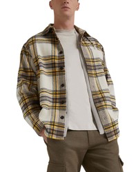 River Island Check Oversize Fit Cotton Button Up Shirt In Ecru At Nordstrom