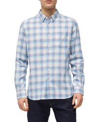 French Connection Herringbone Check Cotton Button Up Shirt In Blue Milk Multi At Nordstrom