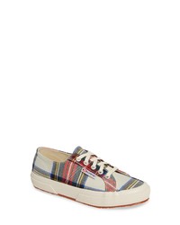 White Plaid Low Top Sneakers