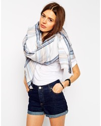 Asos Collection Oversized Square Scarf In Blue Check
