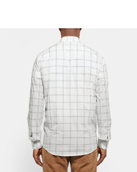 Ami Slim Fit Windowpane Checked Cotton Poplin Shirt