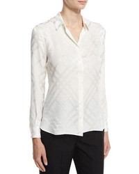 Burberry Tonal Check Silk Shirt White
