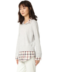 Monrow Double Layer Flannel Plaid Sweatshirt