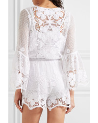 Miguelina Genie Crocheted Cotton Playsuit White