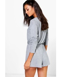 Boohoo Tall Sophie Button And Drawcord Detail Playsuit