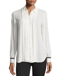 See by Chloe Button Front Pleated Blouse Ivory