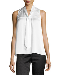 Laundry by Shelli Segal Pleated Tie Neck Top Warm White