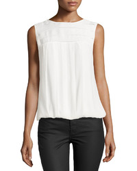 Max Studio Sleeveless Pleated Georgette Blouse Off White