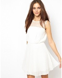 White Pleated Casual Dress