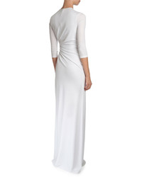 Givenchy 34 Sleeve Pleated Front Gown White