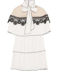 White Pleated Lace Dress