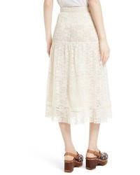 See by Chloe Pleated Lace Midi Skirt