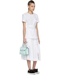 Cédric Charlier White Pleated Lace Skirt
