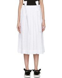 Cédric Charlier White Pleated Lace Skirt