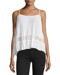 White Pleated Lace Tank