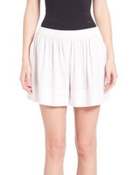 White Pleated Linen Shorts