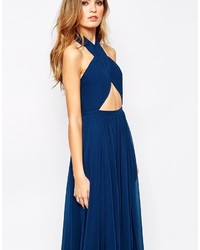 Fame And Partners Wired Cross Pleated Wrap Front Maxi Dress