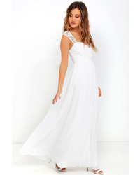 LuLu*s Novela White Lace Maxi Dress