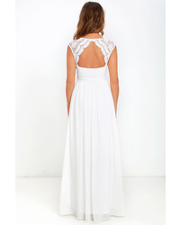 LuLu*s Novela White Lace Maxi Dress