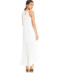 Off Shoulder Pleated Maxi White Dress