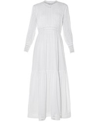 Saint Laurent Pintucked Pleated And Tiered Maxi Dress
