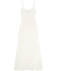Needle & Thread Victoriana Lace Trimmed Silk Chiffon Maxi Dress White