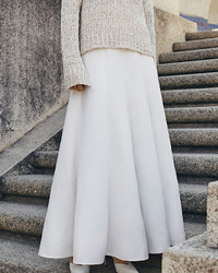 Co Belted Pleated Maxi Skirt Ivory
