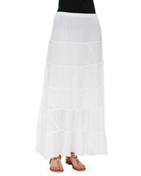 Johnny Was Collection Tiered Maxi Skirt White