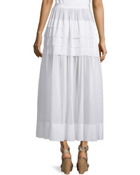 Michael Kors Michl Kors Collection Tiered Cotton Maxi Skirt Optic White