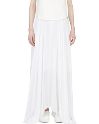 Yang Li White Irreuglar Pleat Circle Maxi Skirt