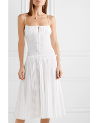 Khaite Delphine Shirred Pleated Cotton Poplin Dress
