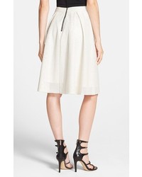 Astr Perforated Faux Leather Midi Skirt