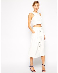 Asos Collection Midi Skirt With Button Detail