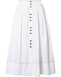 Ulla Johnson Katriane Pleated Cotton Poplin Midi Skirt