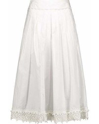 Derek Lam 10 Crosby Pleated Lace Trimmed Cotton Midi Skirt