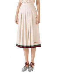 Gucci Pleated Linen Silk Skirt