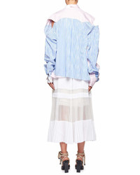 Sacai Pleated Organza Side Slit Midi Skirt