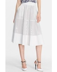 Rachel Zoe Bradford Perforated Leather Midi Skirt Soft White 12