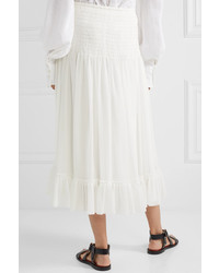 Chloé Shirred Silk Crepon Midi Skirt