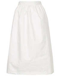 Topshop White Textured Midi Skirt
