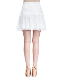 Chloé Chloe Pleated Tiered Mini Skirt White