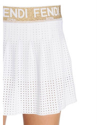 Fendi Lurex Logo Pleated Mesh Mini Skirt