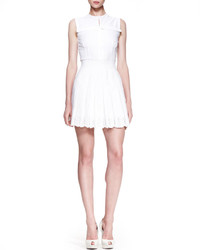 Alexander McQueen Pleated Sangallo Lace Skirt White