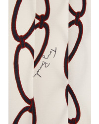 Tory Burch Hailee Pleated Printed Silk Crepe De Chine Midi Skirt Ivory