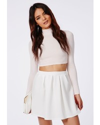 White Pleated Skater Skirt