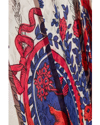 Gucci Pleated Printed Jacquard Midi Skirt Ivory