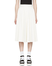 MSGM White Faux Leather Pleated Skirt