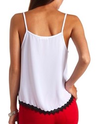 Charlotte Russe Contrast Lace Trimmed Swing Tank Top