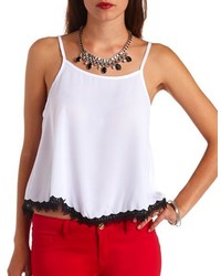 Charlotte Russe Contrast Lace Trimmed Swing Tank Top