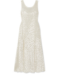 White Pleated Velvet Maxi Dress